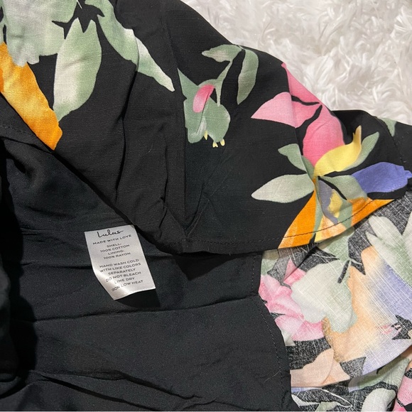 NWT LULUS Beloved Bae Black Floral Print Tie-Strap Tiered Maxi Dress - Picture 5 of 10